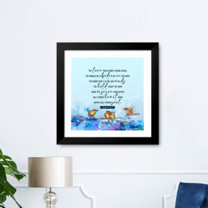 to love the Lord your God, to walk in obedience to him, to keep his commands, to hold fast to him and to serve him with all your heart and with all your soul (Joshua 22:5) Bible Verse white frame | Christian Wall Decor | Gabriels