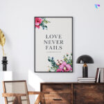 Bible-Verse-Frame-9a_love Never Fails_christian-wall-decor