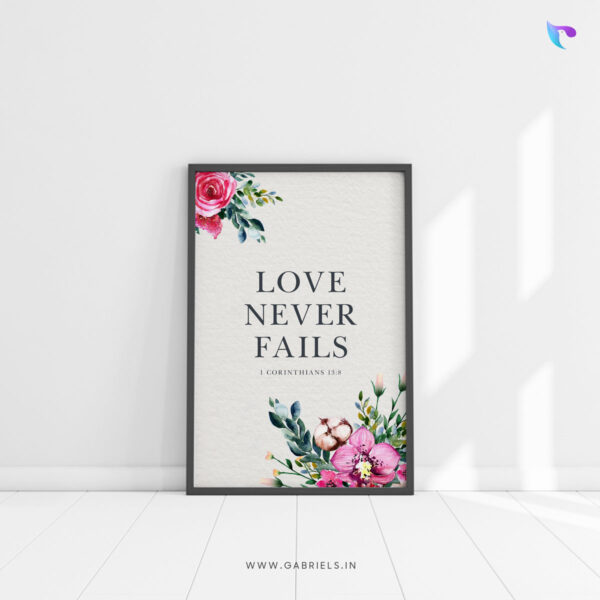 Bible-Verse-Frame-9a_love Never Fails_christian-wall-decor