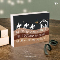 Be filled with wonder Be touched by peace | Christian Wood Block Decor