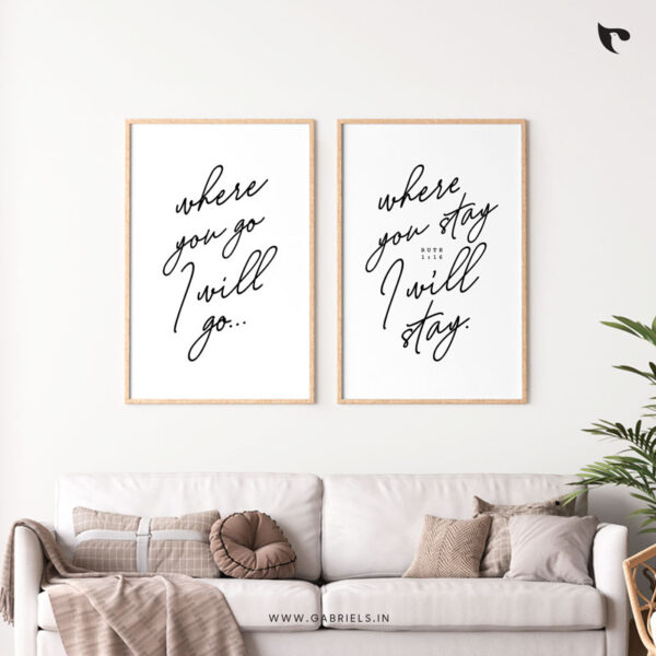 where you go i will go where you stay i will stay | Set of 2 | Bible Verse Frame | Christian Wall Decor
