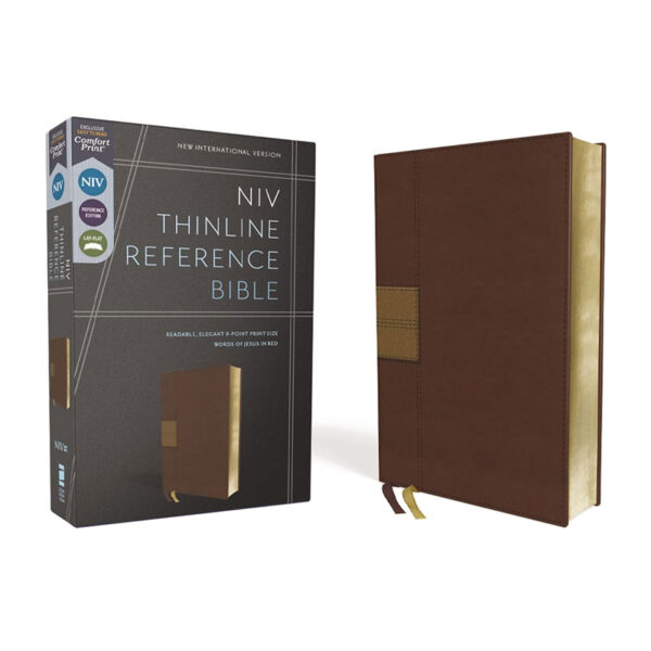 BBL42as Niv Thinline Reference Bible Leathersoft Brown Red Letter Comfort Print b