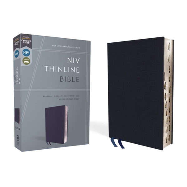 BBL45as NIV Thinline Bible Bonded Leather Navy Indexed Red Letter Edition New International Version Navy Thinline Red Letter b