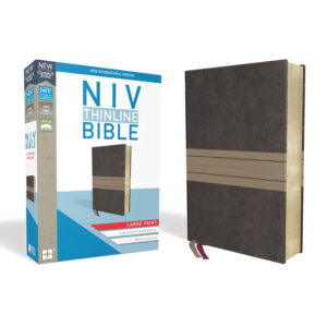 BBL48as NIV Thinline Bible Large Print Imitation Leather Brown Tan Red Letter Edition b