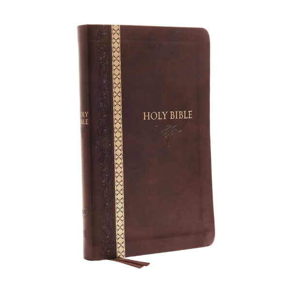 BBL61as KJV Thinline Bible Leathersoft Brown Thumb Indexed Red Letter Comfort Print Holy Bible King James Version b