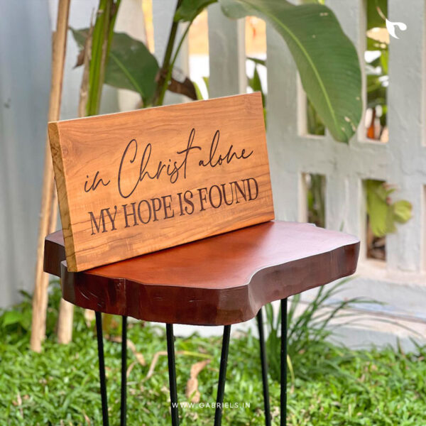 Chrisitan engraved teakwood wall decor 2 in christ alone my hope is found b