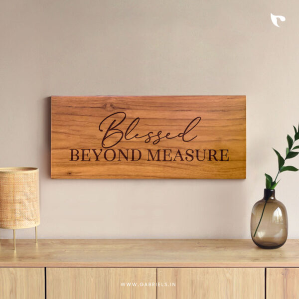 Chrisitan engraved teakwood wall decor 6 blessed beyond measure b