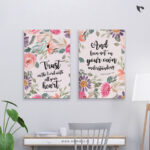 Trust in the lord with all your heart Bible Verse Canvas ( Set of 2 )