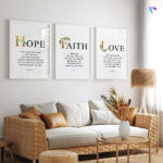 Hope, Faith, Love ( Set of 3 ) Bible Verse Frame | Christian Wall Decor