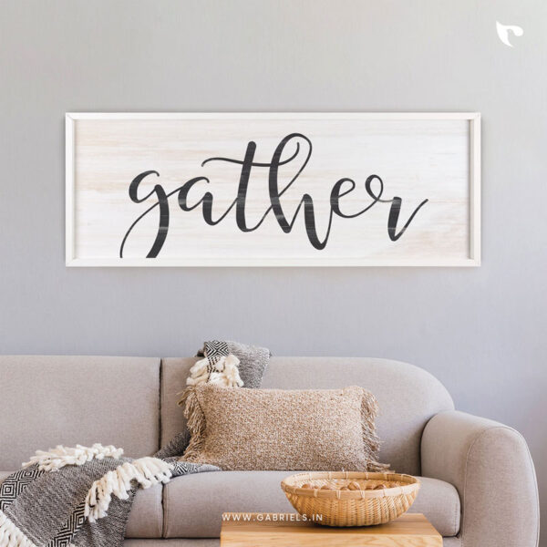 Gather | Bible Verse Frame | Christian Wall Decor (12x34 Inch)