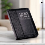 Black Faux Leather Compact King James Version Bible with Zippered Closure