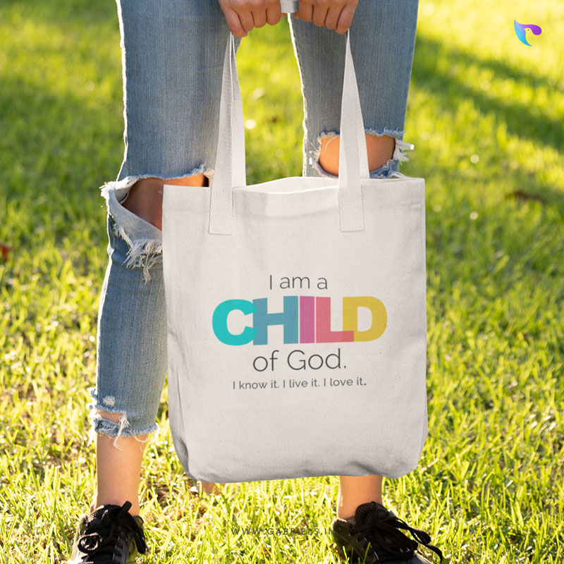 Christian-Tote-Bag-1_I-am-a-child-of-god_a.jpg I am a child of God | Christian Tote Bag Zipper - Image 1