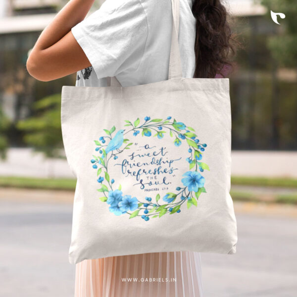 A sweet friendship refreshes the soul | Christian Tote Bag Zipper
