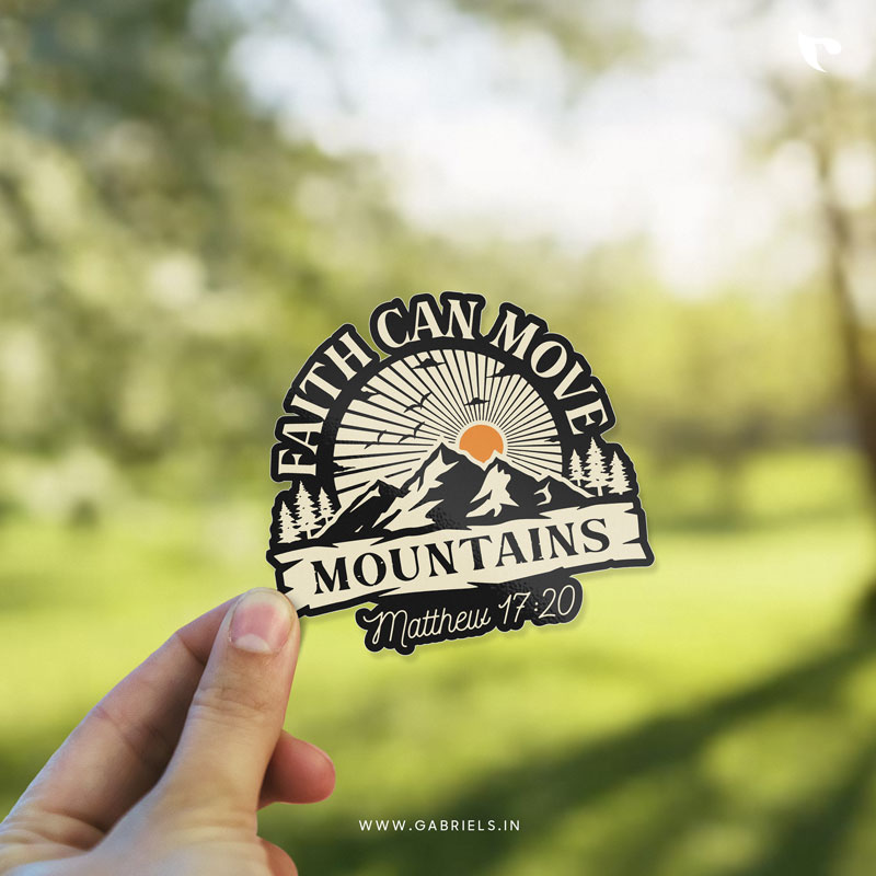 Christian-sticker-5_faith-can-move-mountains_a.jpg Faith can move mountains (Black) | Christian Bible verse | Matt Laminated Vinyl Sticker - Image 1