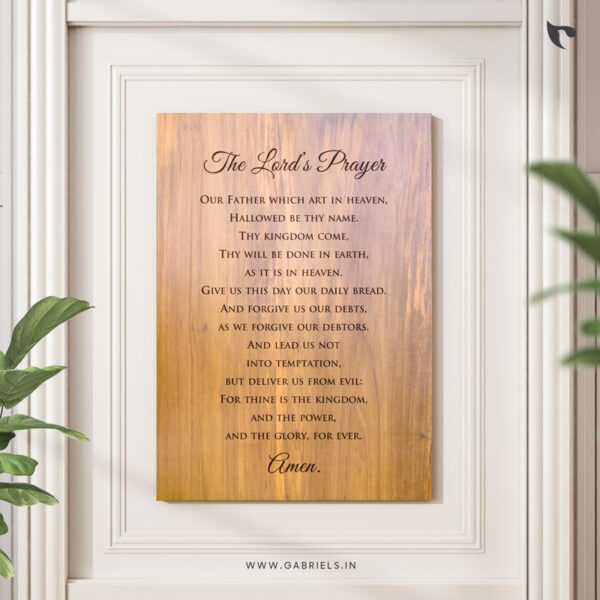 Lord's Prayer Teak Wooden Plaque | Christian Wood Decor