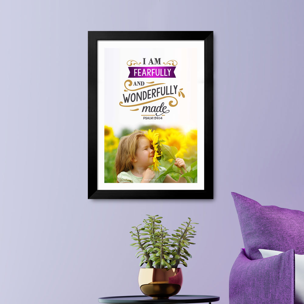 Gabriels-Frame532_1-front.jpg I am fearfully and Wonderfully made (Psalm 139:14) Bible Verse Frame | Christian Wall Decor | Gabriels - Image 1