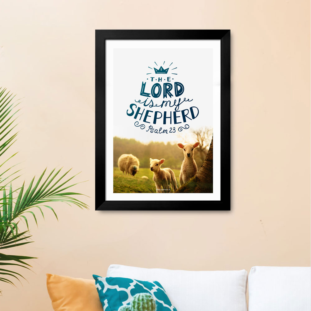 Gabriels-Frame534_1-front.jpg The Lord is my shepherd (Psalm 23) Bible Verse Frame | Christian Wall Decor | Gabriels - Image 1