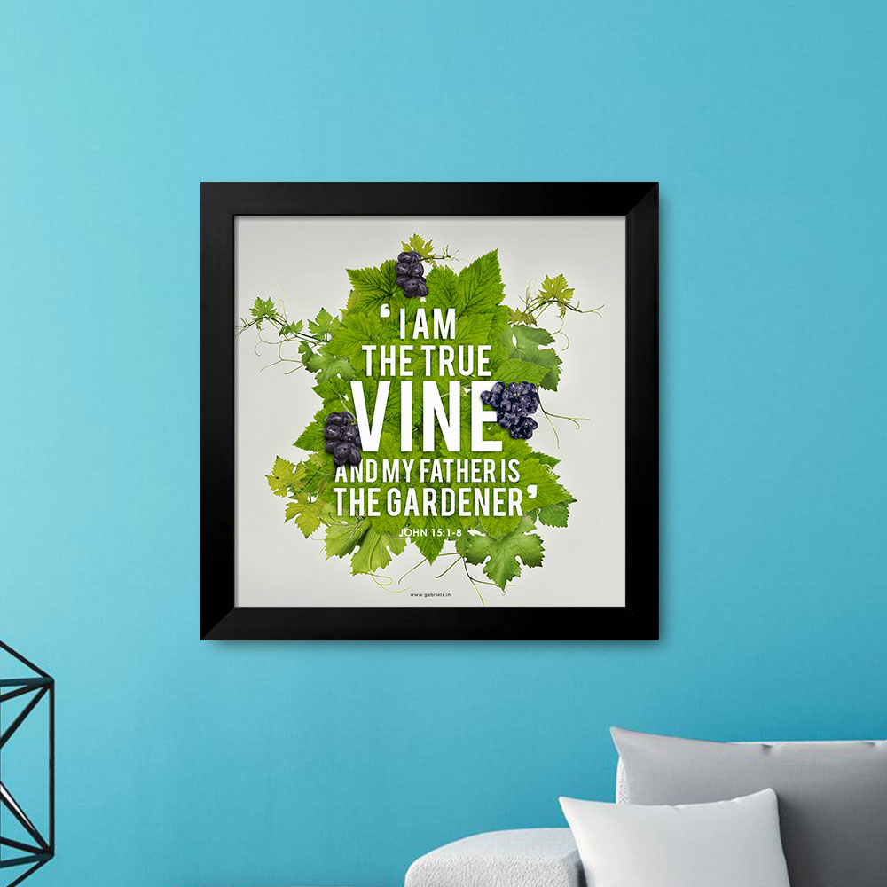 Gabriels-Frame571_1-front.jpg I am the true vine, and my Father is the gardener (John 15:1) Bible Verse Frame | Christian Wall Decor | Gabriels - Image 1