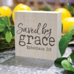 Saved by grace | Christian Wood Block Decor